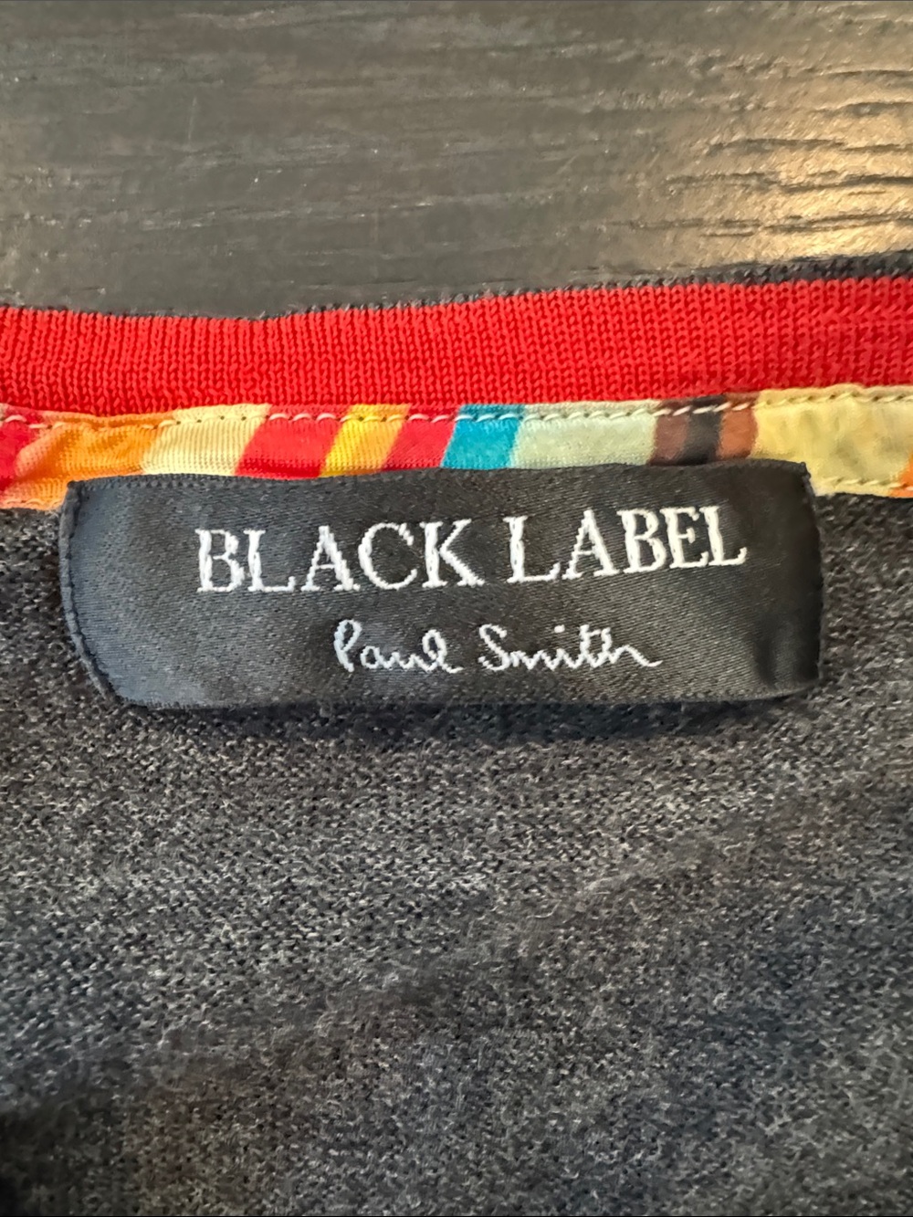 Paul Smith Black Label Charcoal Gray Cardigan with Red Heart Button - Picture 2 of 7